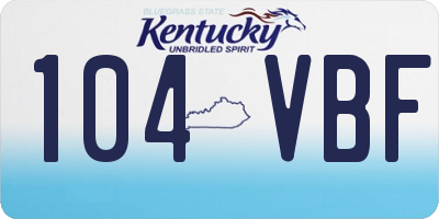 KY license plate 104VBF