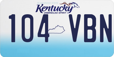 KY license plate 104VBN