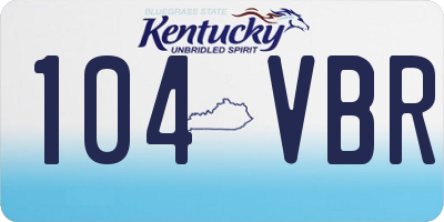 KY license plate 104VBR
