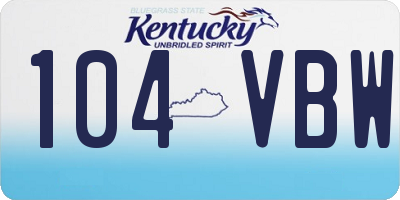 KY license plate 104VBW