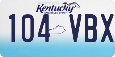 KY license plate 104VBX