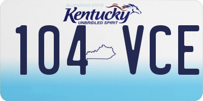 KY license plate 104VCE