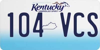 KY license plate 104VCS