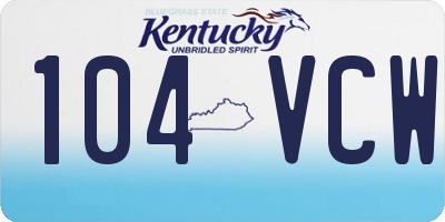 KY license plate 104VCW