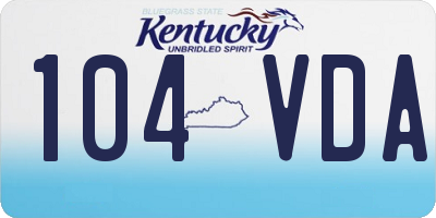 KY license plate 104VDA