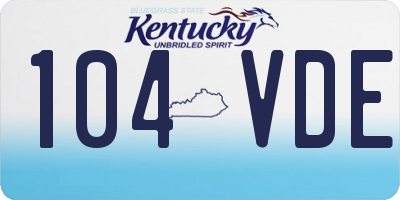 KY license plate 104VDE