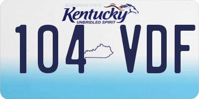 KY license plate 104VDF
