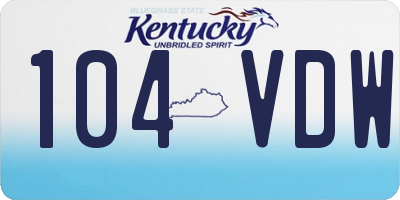 KY license plate 104VDW