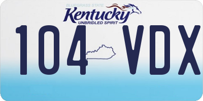 KY license plate 104VDX