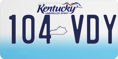 KY license plate 104VDY
