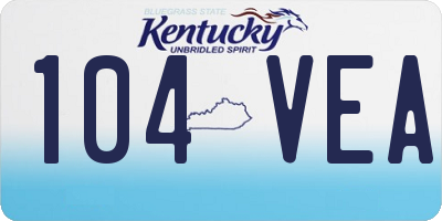 KY license plate 104VEA