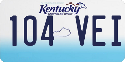 KY license plate 104VEI