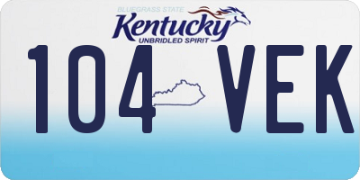 KY license plate 104VEK