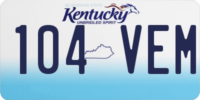 KY license plate 104VEM