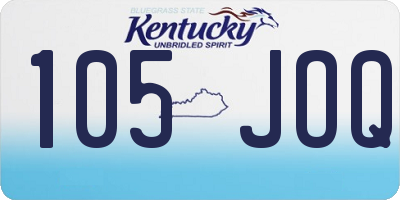 KY license plate 105JOQ