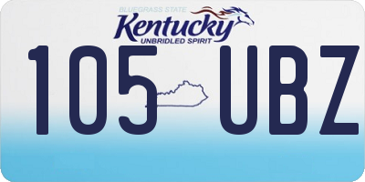 KY license plate 105UBZ