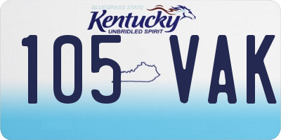 KY license plate 105VAK