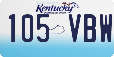 KY license plate 105VBW