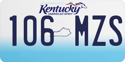 KY license plate 106MZS