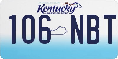 KY license plate 106NBT