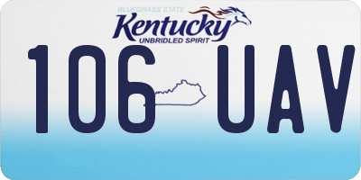 KY license plate 106UAV