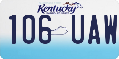 KY license plate 106UAW