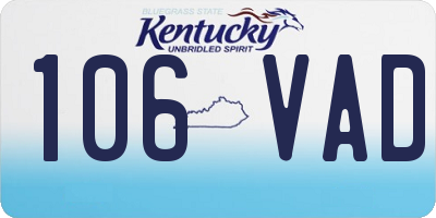 KY license plate 106VAD