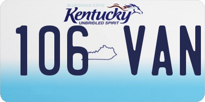 KY license plate 106VAN