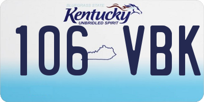 KY license plate 106VBK