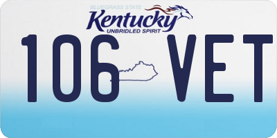 KY license plate 106VET