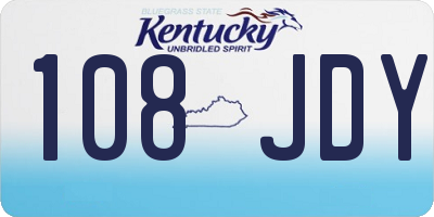 KY license plate 108JDY
