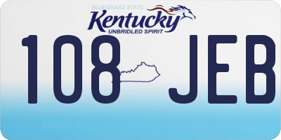 KY license plate 108JEB