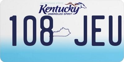 KY license plate 108JEU