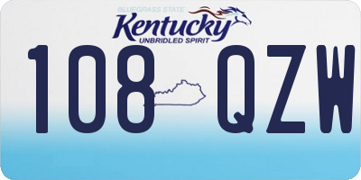 KY license plate 108QZW