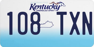KY license plate 108TXN