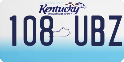 KY license plate 108UBZ