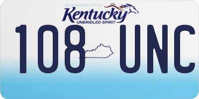 KY license plate 108UNC
