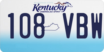 KY license plate 108VBW