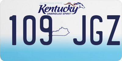 KY license plate 109JGZ