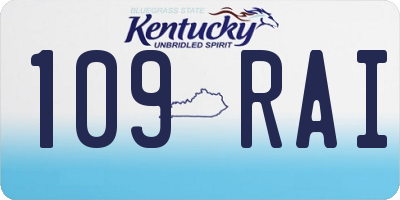 KY license plate 109RAI