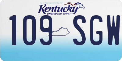 KY license plate 109SGW