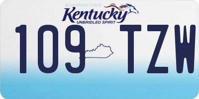 KY license plate 109TZW