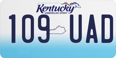 KY license plate 109UAD