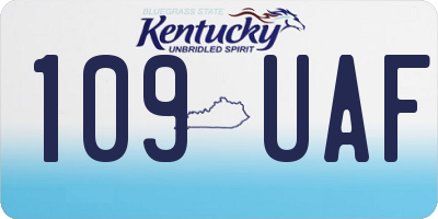 KY license plate 109UAF