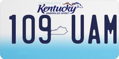 KY license plate 109UAM