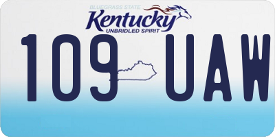 KY license plate 109UAW