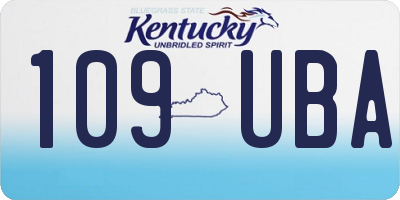 KY license plate 109UBA