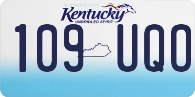 KY license plate 109UQO