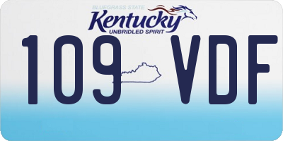 KY license plate 109VDF