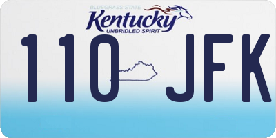 KY license plate 110JFK